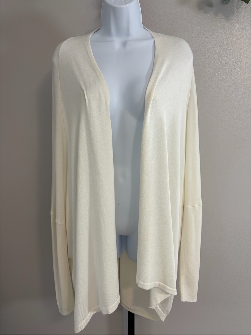 NWT Joan Vass Cream Open-Front Draped Cardigan